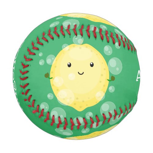 Cute lemon fruit cartoon bubbles illustration baseball