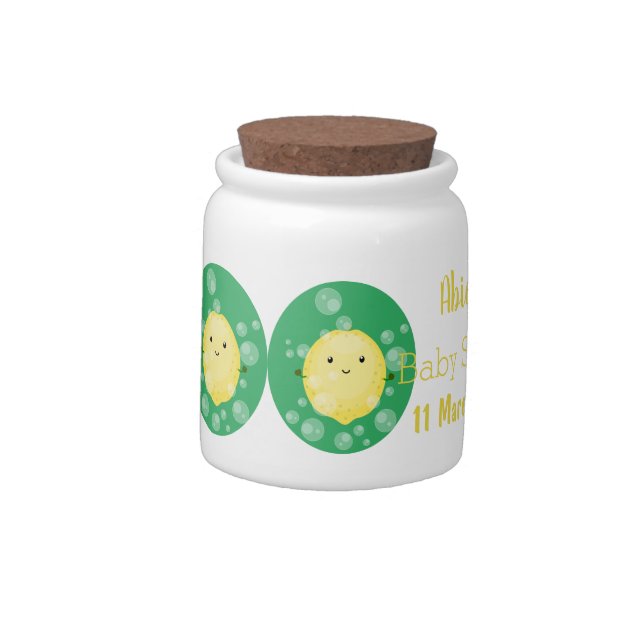 Cute lemon fruit cartoon bubbles illustration candy jar (Left)