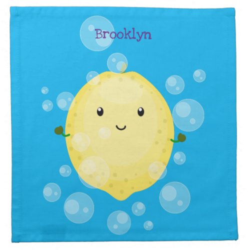 Cute lemon fruit cartoon bubbles illustration cloth napkin