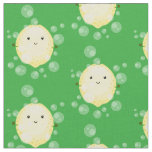 Cute lemon fruit cartoon bubbles illustration fabric