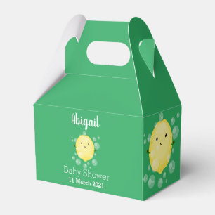 Cute lemon fruit cartoon bubbles illustration favor boxes