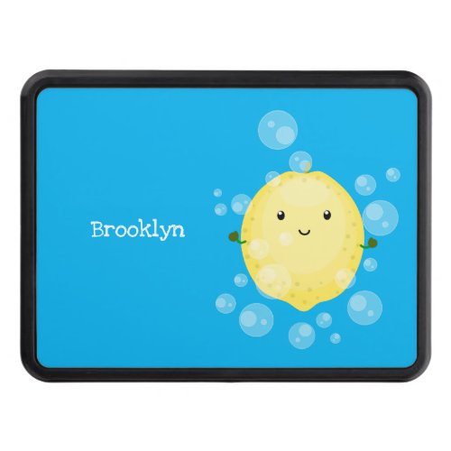 Cute lemon fruit cartoon bubbles illustration hitch cover