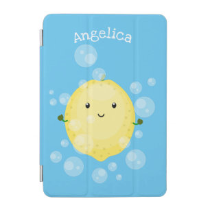Cute lemon fruit cartoon bubbles illustration iPad mini cover
