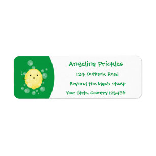 Cute lemon fruit cartoon bubbles illustration label