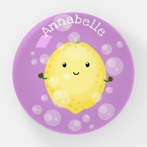 Cute lemon fruit cartoon bubbles illustration paperweight