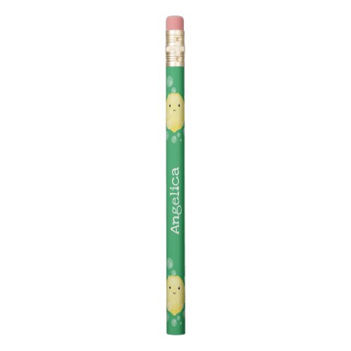 Cute lemon fruit cartoon bubbles illustration pencil