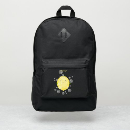Cute lemon fruit cartoon bubbles illustration port authority backpack
