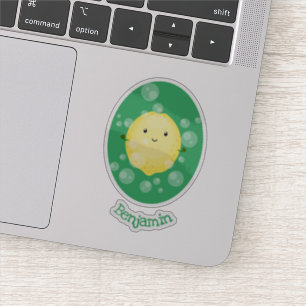 Cute lemon fruit cartoon bubbles illustration sticker