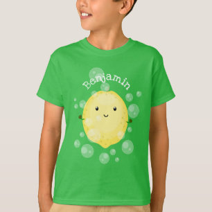 Cute lemon fruit cartoon bubbles illustration T-Shirt