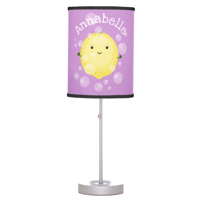 Cute lemon fruit cartoon bubbles illustration table lamp (Front)