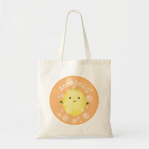 Cute lemon fruit cartoon bubbles illustration tote bag
