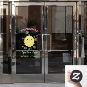 Cute lemon fruit cartoon bubbles illustration window cling