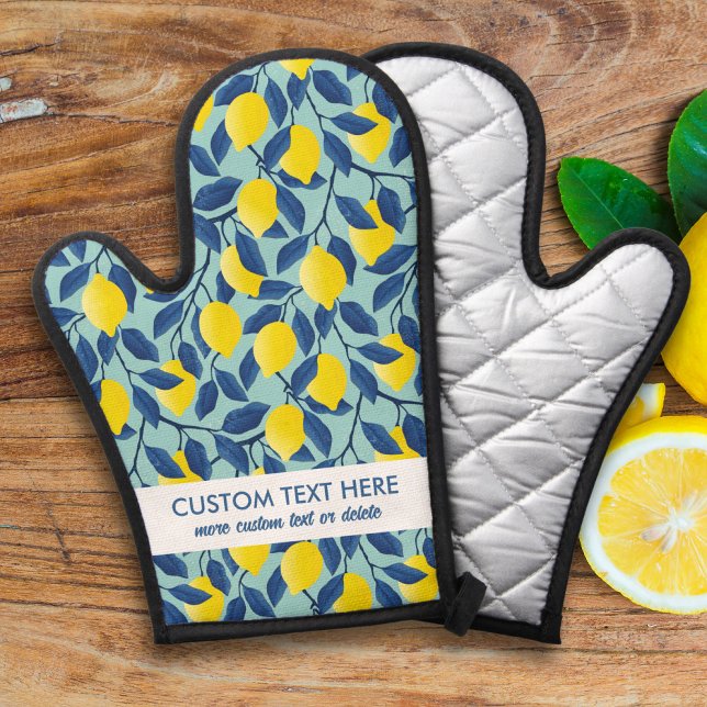 Cute Lemon Fruit Pattern Add Your Custom Text Oven Mitt (Creator Uploaded)