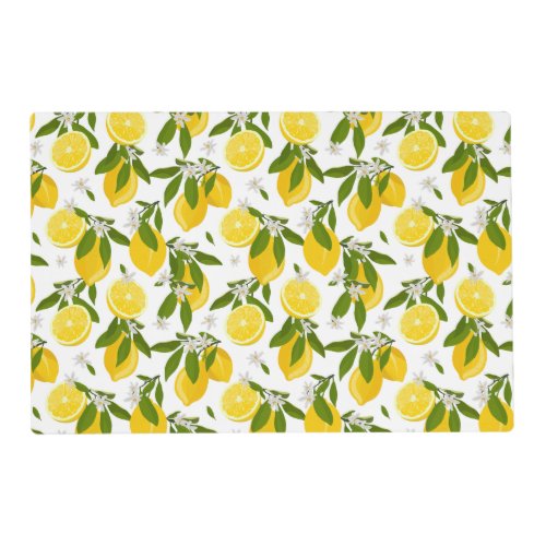 cute lemon fruit tiled party placemat
