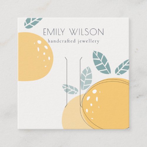 Cute Lemon Fruity Abstract Bold Hair Clip Display Square Business Card