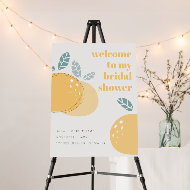 Cute Lemon Fruity Bold Bridal Shower Welcome Foam Board (In Situ (Stand))