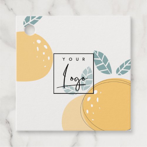 Cute Lemon Green Abstract Bold Fruity Citrus Logo Favor Tags