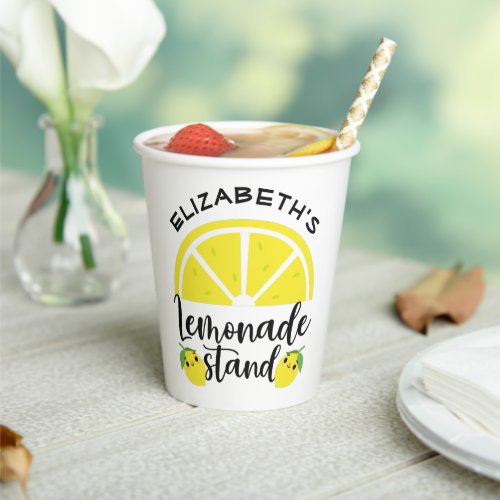 Cute Lemon Lemonade Stand Paper Cups