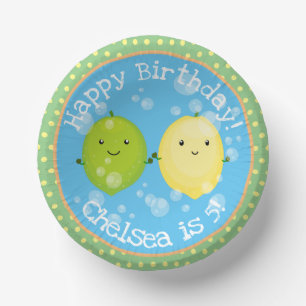 Cute lemon lime friends cartoon illustration paper bowls