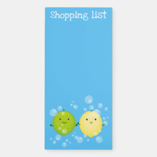 Cute lemon lime fruit cartoon illustration magnetic notepad