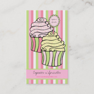 Cute Lemon Lime & Pink Cupcakes Business Cards