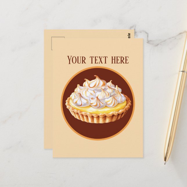 Cute Lemon Meringue Pie add message Postcard (Front/Back In Situ)