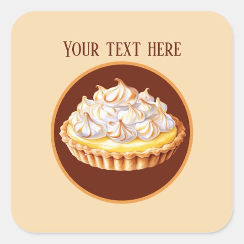 Cute Lemon Meringue Pie add message Square Sticker