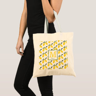 Cute Lemon Monogram Tote Bag