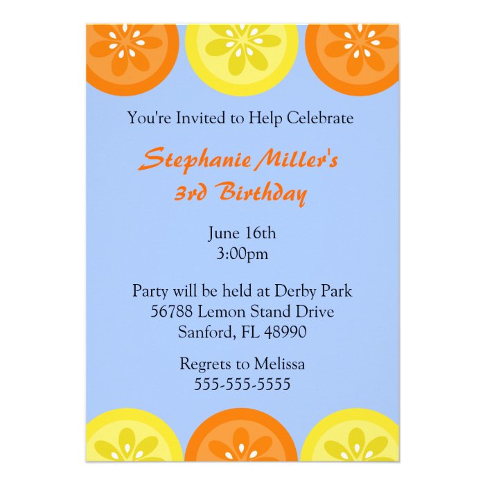 Cute Lemon & Orange Summer Party Invitation