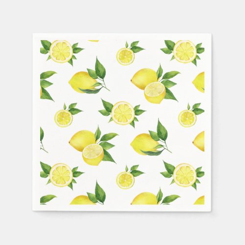Cute Lemon Pattern Citrus Theme Baby Shower Napkins