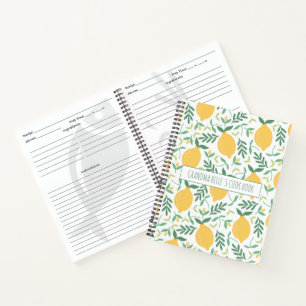 Cute Lemon Pattern Grandma's Recipe Notebook