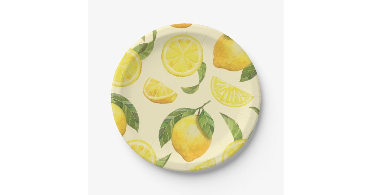 Cute Lemon Pattern Paper Plates | Zazzle