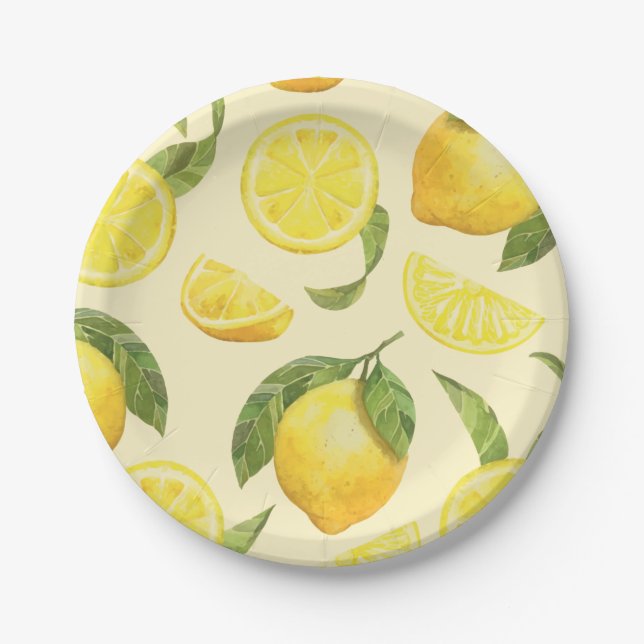 Cute Lemon Pattern Paper Plates (Front)
