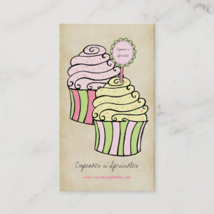 Cute Lemon & Pink Cupcakes Business Cards