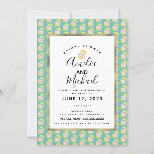 Cute Lemon Pink Dripping Simple Bridal Shower Invitation