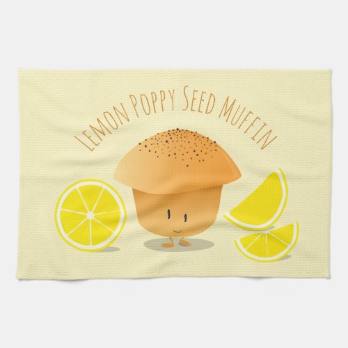 Cute Lemon Poppy Seed Muffin Cartoon Character Kitchen Towel
