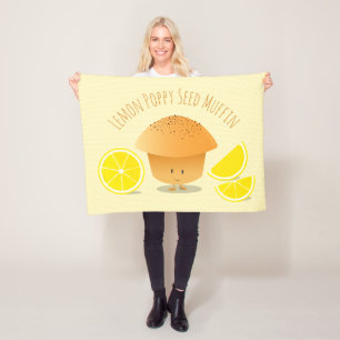 Cute Lemon Poppy Seed Muffin Cartoon Food Fleece Blanket
