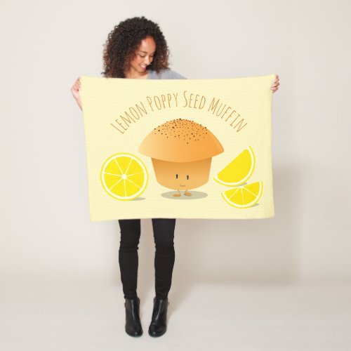 Cute Lemon Poppy Seed Muffin Cartoon Food Fleece Blanket