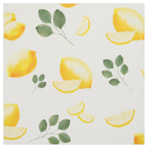 Cute Lemon Repeating pattern citrus yellow green Fabric