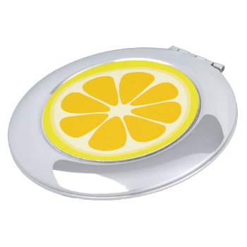 Cute Lemon Slice Citrus Fruit Funny Foodie Fun Compact Mirror by littleteapotdesigns at Zazzle
