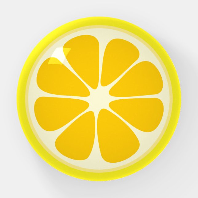 Cute Lemon Slice Fun Citrus Fruit Foodie Paperweight (Front)