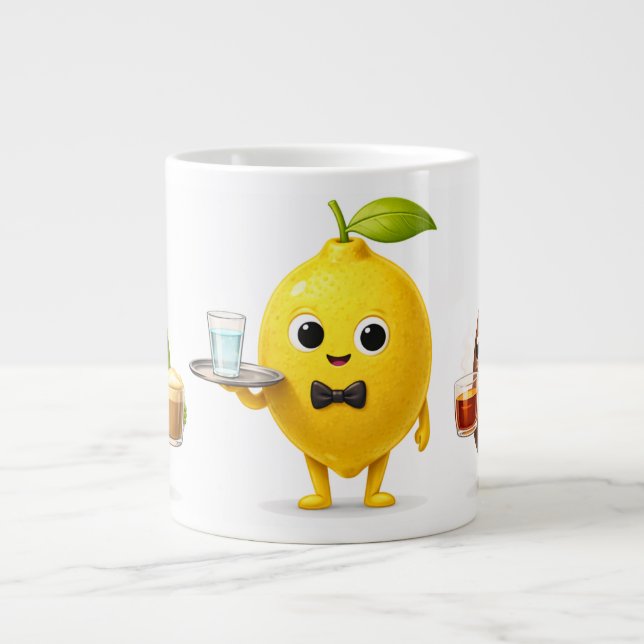 Cute Lemon Tea Friends – Jumbo Mug for Coffee & Te (Front)