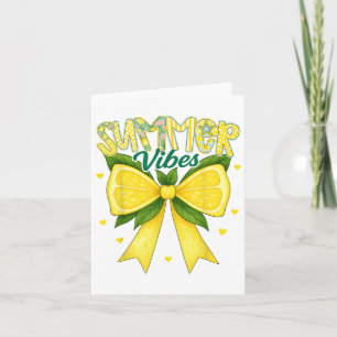 Cute Lemon Tropical Fruits Coquette Bows Summer Vi Card