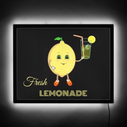 Cute Lemon with Lemonade Glass on  LED Sign