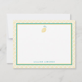 Cute Lemon Yellow and Green Note Card