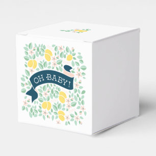Cute Lemon Yellow Botanical Baby Shower Favor Boxes