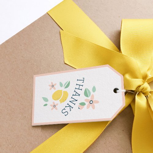 Cute Lemon Yellow Botanical Baby Shower Gift Tags
