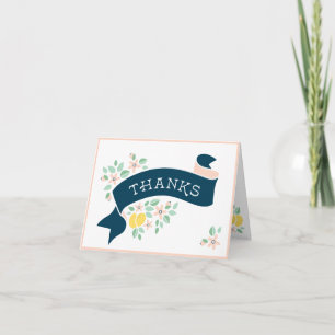 Cute Lemon Yellow Botanical Baby Shower Letterpress Thank You Card