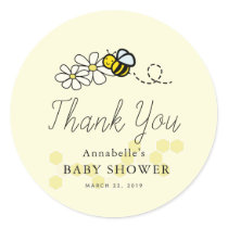 Cute Lemon Yellow Bumble/Honey Bee Baby Shower Classic Round Sticker