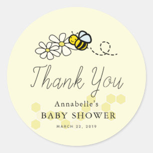 Cute Lemon Yellow Bumble/Honey Bee Baby Shower Classic Round Sticker